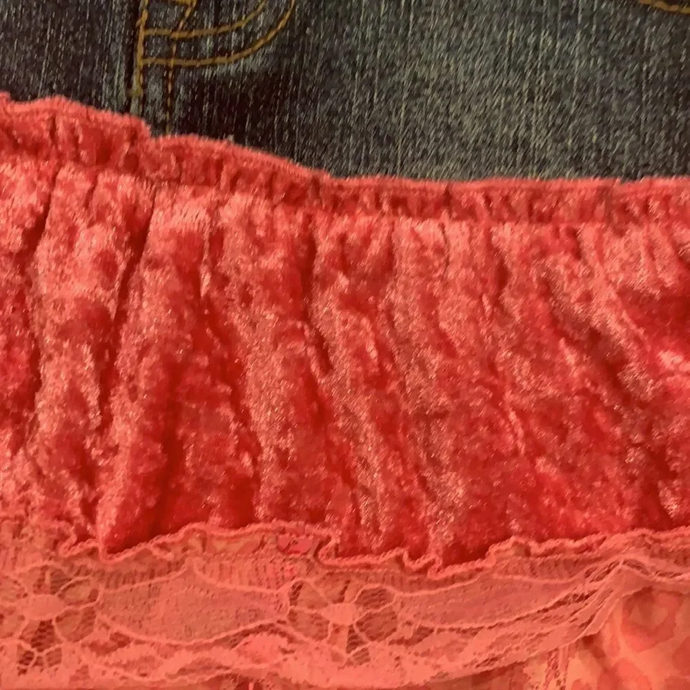 Jean skirt with lace layers